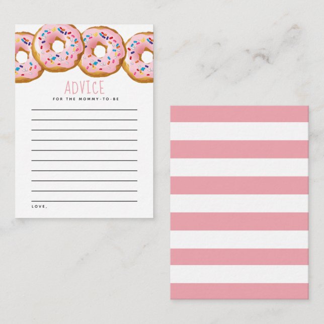 Carte Conseil Baby shower moderne Filles de Donut Saupoudrer (Devant / Derrière)