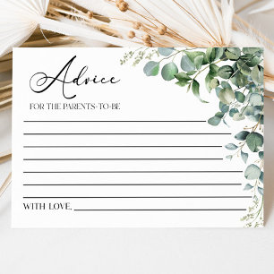 Carte Conseil Baby shower Plante Eucalyptus Vert