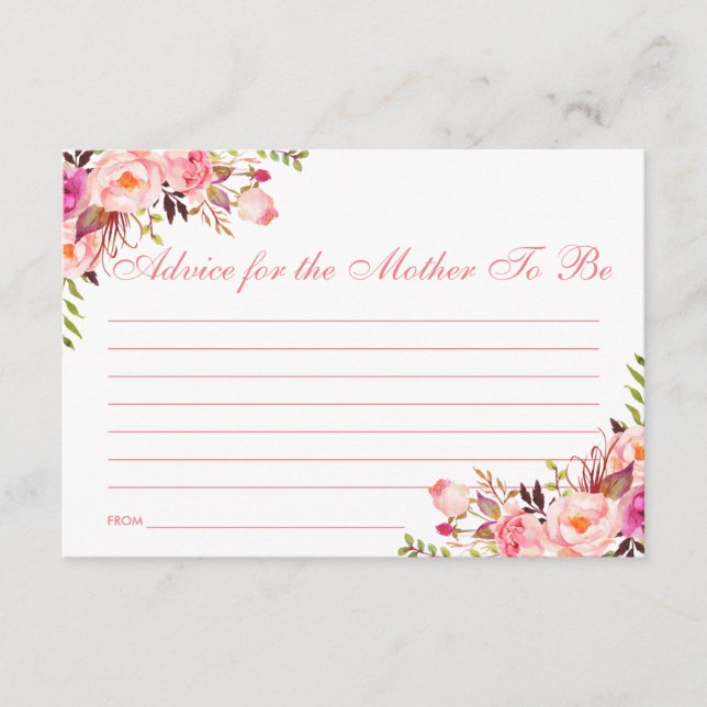Carte conseil Baby shower rose floral (Devant)