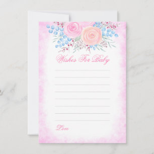 Carte Conseil Baby shower Souhaits Pour Bébé Aquarelle Roses Ros