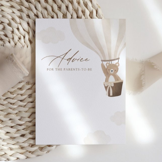 Carte conseil Baby shower Teddy Bear Hot Air Ballo (Créateur téléchargé)