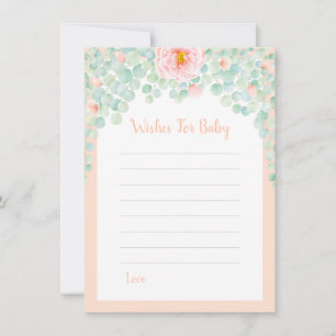 Carte Conseil Baby shower Wings Eucalyptus Floral Peach Sage