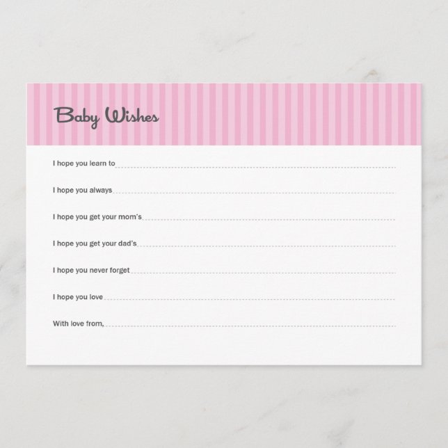 Carte Conseil Bébé veut des rayures roses (Devant)