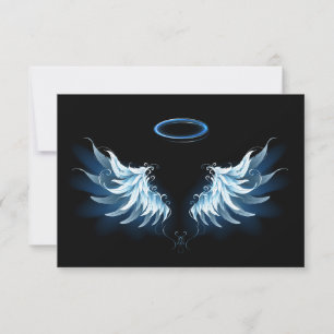 Carte Conseil Blue Glowing Angel Wings on black background