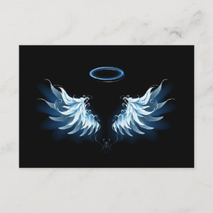 Carte Conseil Blue Glowing Angel Wings on black background