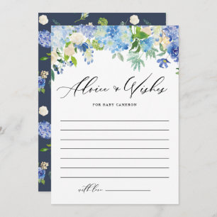 Carte Conseil Blue Hydrangea Floral Conseils et voeux pour bébé