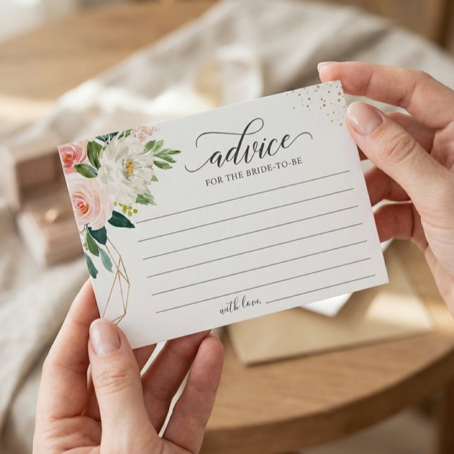 Carte Conseil Blush Rose or Floral Élégants mots de (Créateur téléchargé)