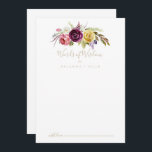 Carte Conseil Boho d'or Tropical Floral Mariages Mots de sagesse<br><div class="desc">Cette carte de conseil de sagesse boho tropical mots or est parfaite pour un mariage rustique. Le design se compose de plumes sauvages brunes peintes à la main, jaune sauce, blanc, violet, rose, rousse, bordeaux et baies bleues soigneusement disposées en de beaux bouquets. Ces cartes sont parfaites pour un mariage,...</div>
