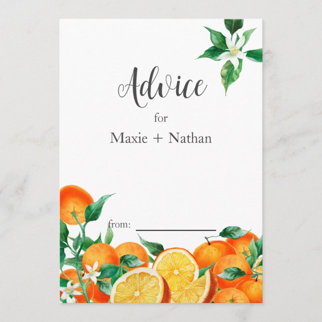 Carte Conseil Boho Orange Blossom Mariage (Devant)