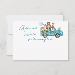 Carte Conseil Bois Animaux Baby shower de camion bleu