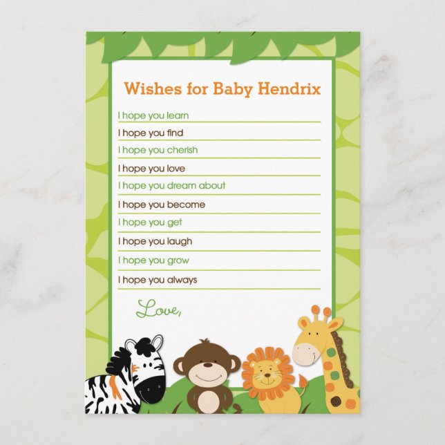Carte Conseil Bright Safari Animaux Souhaite Pour Baby Advice Ca (Devant)