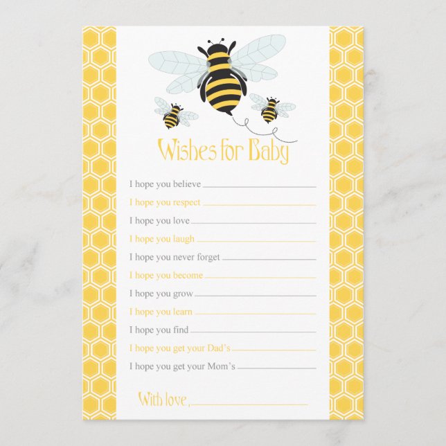 Carte Conseil Bumble Bee Wives for Baby Card-Baby shower jeu (Devant)