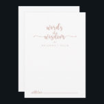 Carte Conseil Calligraphie d'or rose Mariage Paroles de sagesse<br><div class="desc">Cette calligraphie or rose mariage mots de sagesse conseil carte est parfait pour un mariage rustique. Le design sobre et élégant présente une typographie de script classique et sophistiquée en or et blanc rose. Ces cartes sont parfaites pour un mariage, une douche nuptiale, un baby shower, une fête de remise...</div>