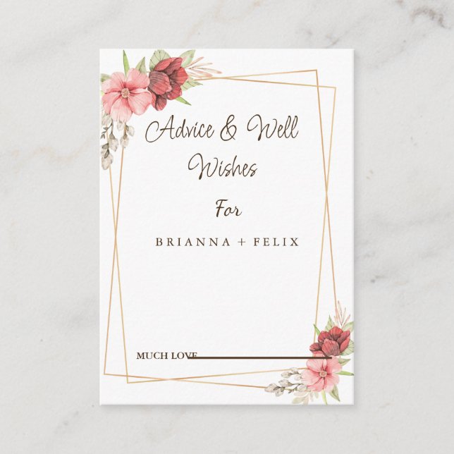 Carte Conseil Calligraphie Mariage well Wings & Advice Card (Devant)