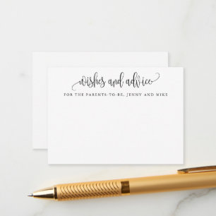 Carte Conseil Calligraphie minimaliste Nouveaux Parents Voeux &