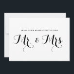 Carte Conseil Calligraphie moderne Souhaite pour le nouveau M. &<br><div class="desc">Carte à plat mariage amusante et fantaisiste avec calligraphie moderne noire. Des articles similaires sont disponibles. Je souhaite le nouveau Mr. & Mme</div>