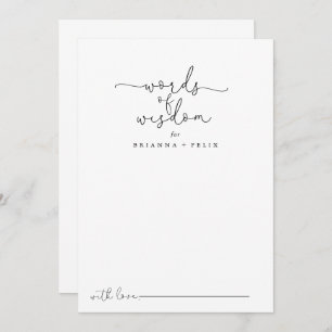 Carte Conseil Calligraphie simple Mots Mariages de sagesse