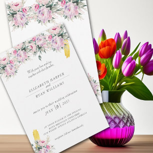 Carte Conseil Carton d'invitation de mariage pivoines roses