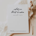 Carte Conseil Chic Calligraphie Élégant Mariage Bien Souhaits<br><div class="desc">Cette calligraphie chic, élégante carte de conseil mariage bien désiré est parfait pour un mariage rustique. Le design sobre et élégant présente une typographie de script classique et sophistiquée en noir et blanc. Ces cartes sont parfaites pour un mariage, une douche nuptiale, un baby shower, une fête de remise de...</div>