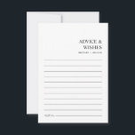 Carte Conseil Chic moderne minimaliste Mariage bien désiré et<br><div class="desc">Dans une danse d'élégance classique et de simplicité moderne, cette carte de conseil en noir et blanc allie charme intemporel et design contemporain. Conçu pour Boho Date Night Ideas et un rassemblement chéri, chaque ligne sur cette carte invitation une sagesse sincère qui promet de guider leur voyage commun. La disposition...</div>