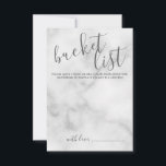 Carte Conseil Classy Marble Moderne Script Mariage Liste de Buck<br><div class="desc">Ajoutez une touche personnelle à votre mariage avec une carte de liste de mariage de script moderne. Cette carte comporte le titre en gris style de police de calligraphie moderne et les détails en gris style de police sans serif moderne sur arrière - plan de marbre blanc.</div>