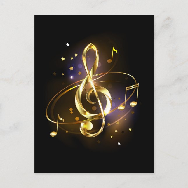 Carte Conseil Clé de Sol Musicale en Or (Devant)