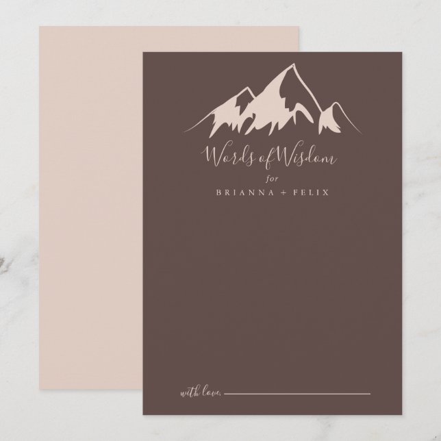 Carte Conseil Clear Mountain Mariage campagnard Mots de sagesse (Devant / Derrière)