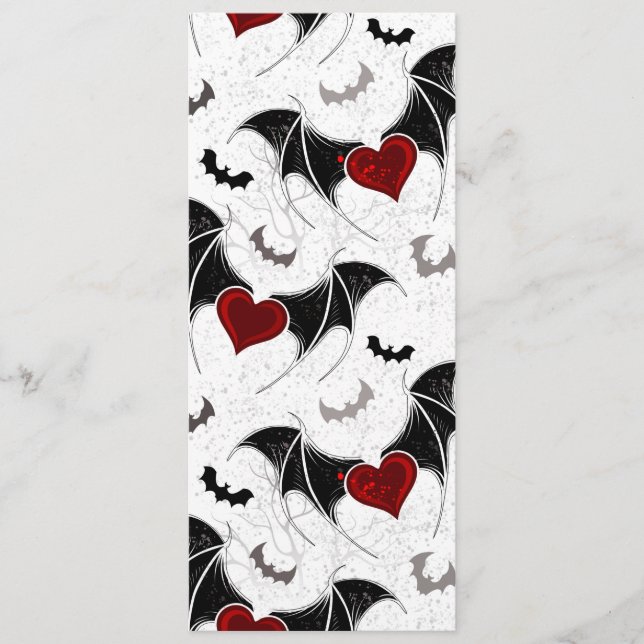 Carte Conseil Coeur d'Halloween avec ailes de chauve-souris noir (Devant)