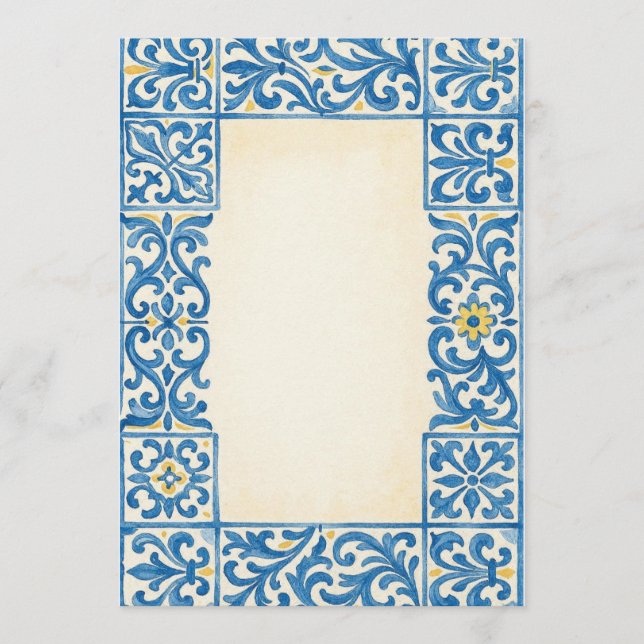 Carte Conseil Conception d'aquarelle fixe portugaise Azulejo (Devant)