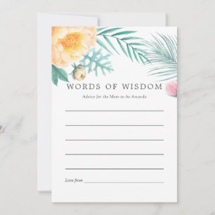 Carte Conseil Conseils de Baby Shower d'été Floral Tropical à la