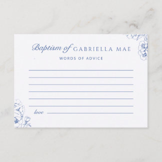 Carte Conseil Conseils de baptême floral botanique bleu
