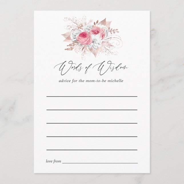 Carte Conseil Conseils de Fête des mariées Floral et dentelle po (Devant)