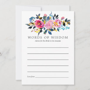 Carte Conseil Conseils de mariage floral aquarelle aux couleurs 