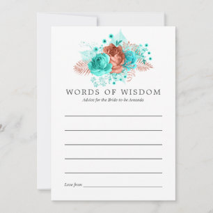 Carte Conseil Conseils de mariage floral tropical turquoise et c