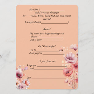 Carte Conseil Conseils de mariage Peach Fuzz Fleurs aquarelle 