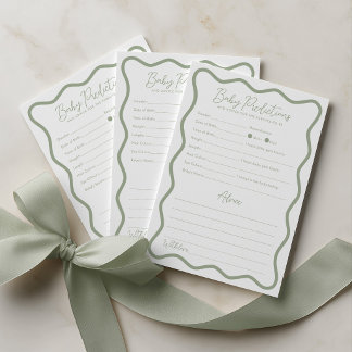 Carte Conseil Conseils de Prédictions de Bébé Jeu de Baby Shower