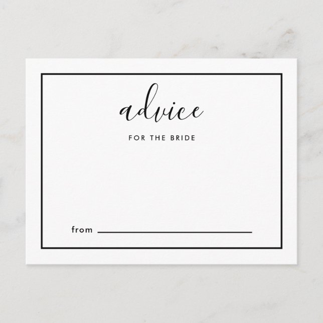 Carte Conseil Conseils de scénario moderne pour la mariée noir e (Devant)