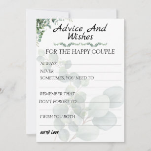 Carte Conseil Conseils et vœux de mariage modernes Eucalyptus