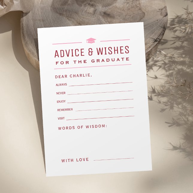 Carte Conseil Conseils et vœux de typographie simple moderne pou (Modern Simple Typography Graduate advice & wishes Card)