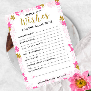 Carte Conseil Conseils et Vœux pour la Mariée Floral Rose