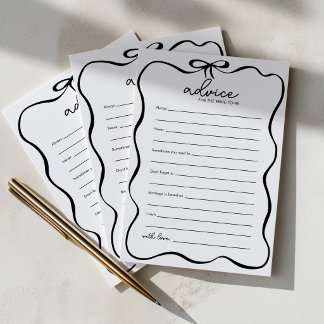 Carte Conseil Conseils pour la mariée Jeu de Baby Shower avec un