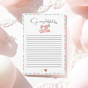 Carte Conseil Coudre beaucoup d'amour Pastel Aquarelle Baby show