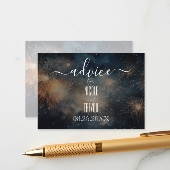 Carte Conseil Créez votre propre feu d'artifice bleu jaune (Devant/Arrière en situation)