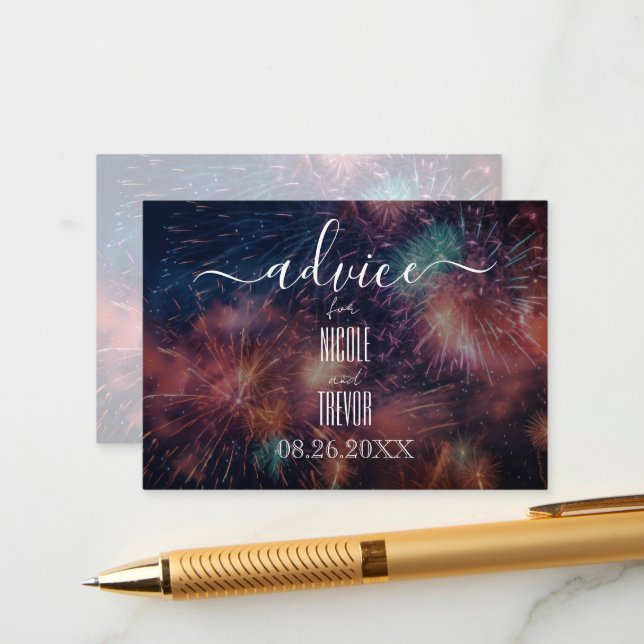 Carte Conseil Créez votre propre feu d'artifice rose bleu rouge (Devant/Arrière en situation)