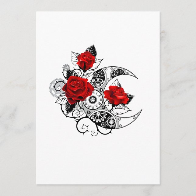 Carte Conseil Croissant mécanique avec roses rouges (Devant)