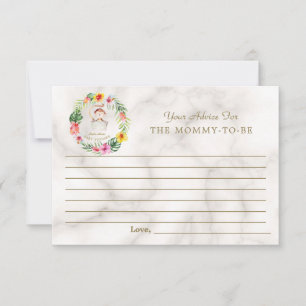 Carte Conseil Cute Monkey Tropical Floral Baby showers Parents