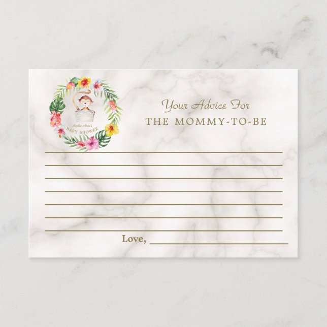 Carte Conseil Cute Monkey Tropical Floral Baby showers Parents (Devant)