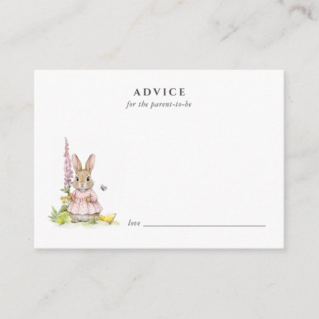 Carte Conseil Cute Pink Bunny Baby Advice card (Devant)