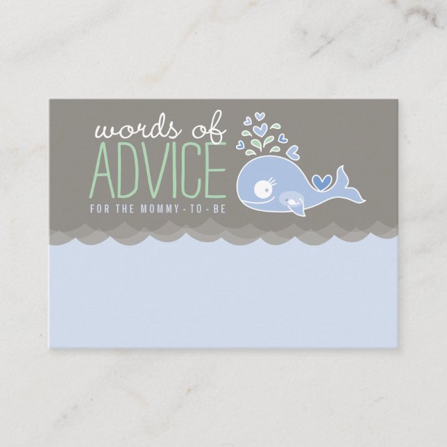 Carte Conseil Cute Pregnant Blue Whale Baby shower Jeu maman (Devant)