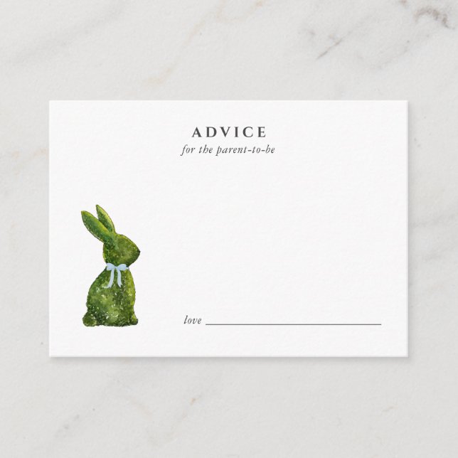 Carte Conseil Cute watercolor topiary Rabbit Baby Advice card (Devant)